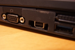 The hole around the miniDP port