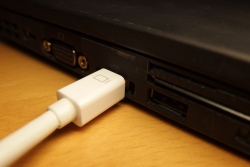 The hole around the miniDP port